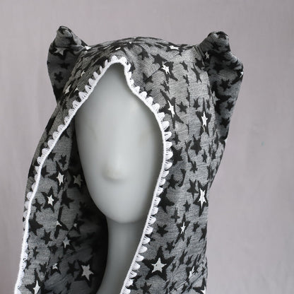 Retro Winter Scarf Hat With Devil Horns For Women Cute Lace Trim — packaging