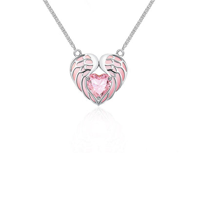Angel Wings Heart-shaped Collarbone Necklace Angel Wings Oil Dripping Lady — side view