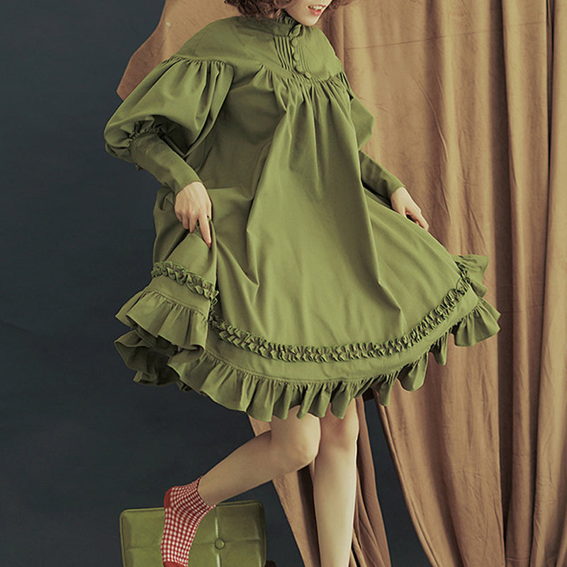 Long Sleeve Lolita Princess Dress Button Lace Dress — in use