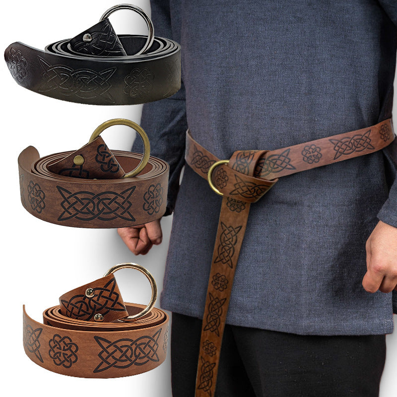 Celtic Embossed Retro Knight Ring Belt COSPLAY Prop — back view