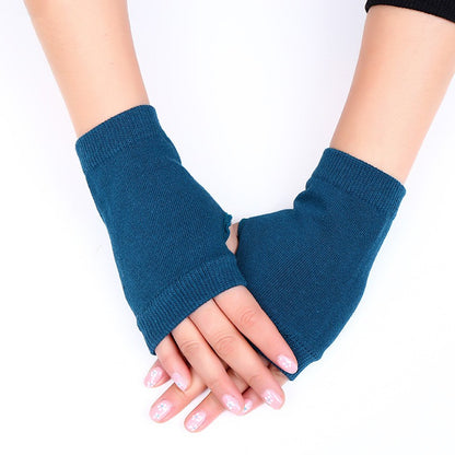 Plush Gloves Cartoon Cat Cute Half-finger Flip Warmth And Thicken — side view