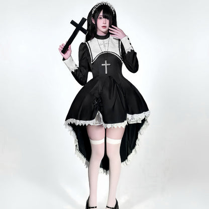 Dark-style Embroidered Halloween Nun Costume | Magic Stories