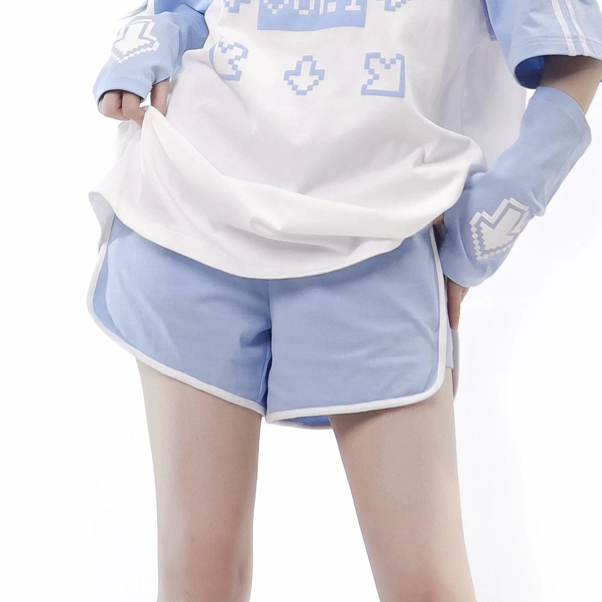 Original Anime-style Short-sleeve T-shirt And Shorts Set — back view