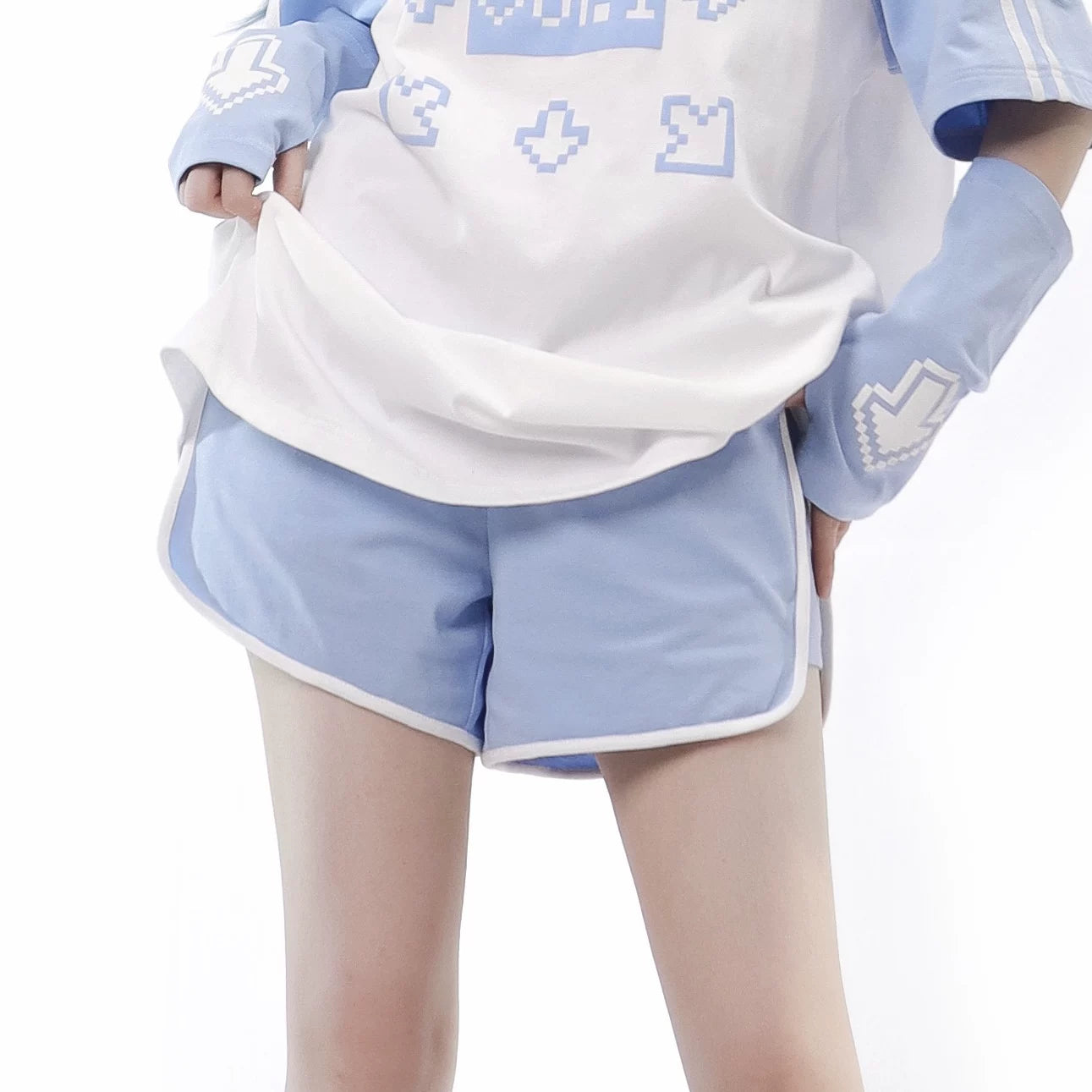 Original Anime-style Short-sleeve T-shirt And Shorts Set — back view