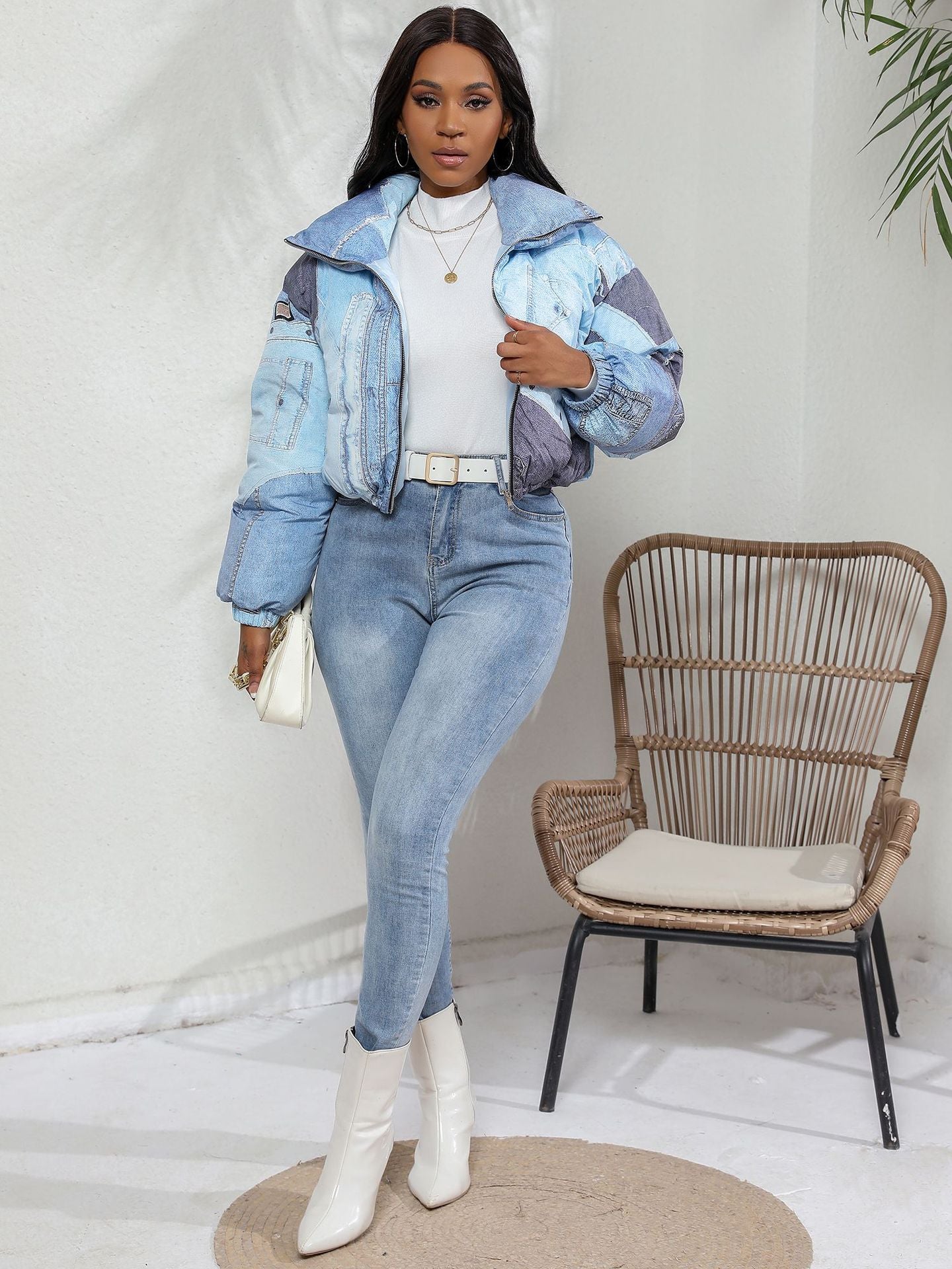 Jacket Denim Printing Cotton Coat Jacket — scale reference
