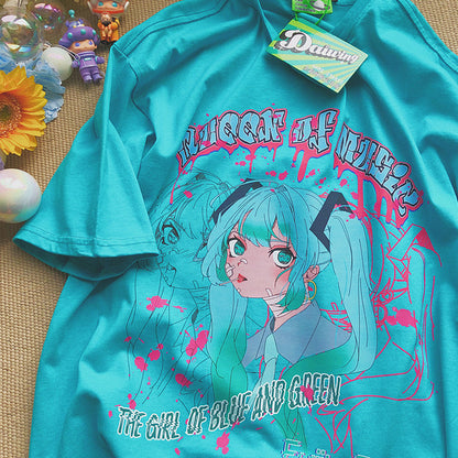 Pure Cotton Anime Girls' Short Sleeved T-shirt — side view