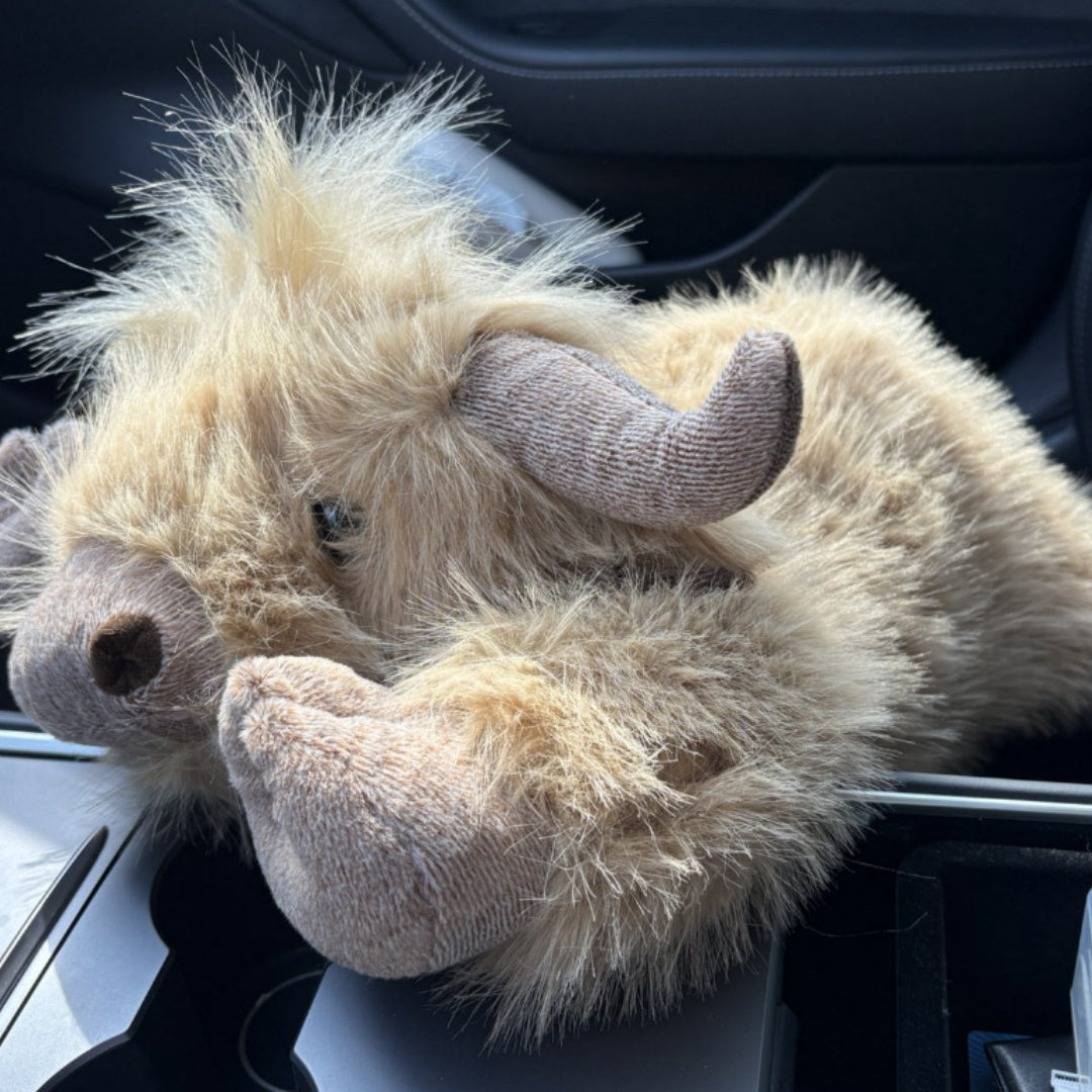 Highland Cow Pocket Plush Toy — side view