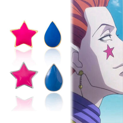 Cosplay Anime Hunter x Hunter Hisoka Earrings Enamel Teardrop Star Stud Earrings