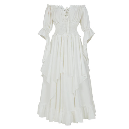 Retro Cosplay Halloween Pleated Corset Dress — scale reference