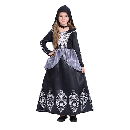 Halloween Witch Vampire Costume Horror Skull Dress Up Performance — back view