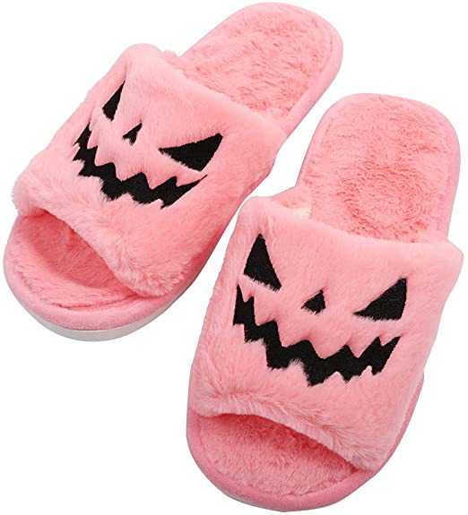 Halloween Women's Soft And Comfortable Plush Slippers Cosplay Shoes Furry Plush Slippers Kawaii Cute Shoes Home — back view