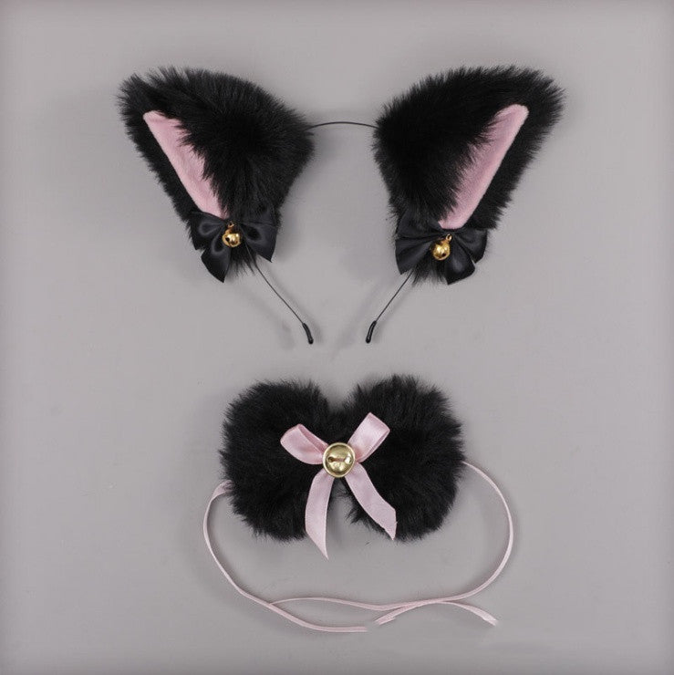 Plush Cute Cat Ears Headband — in use