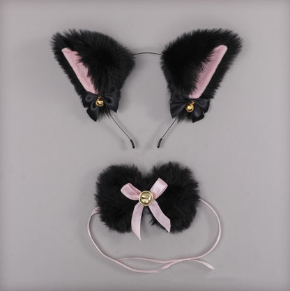 Plush Cute Cat Ears Headband — in use