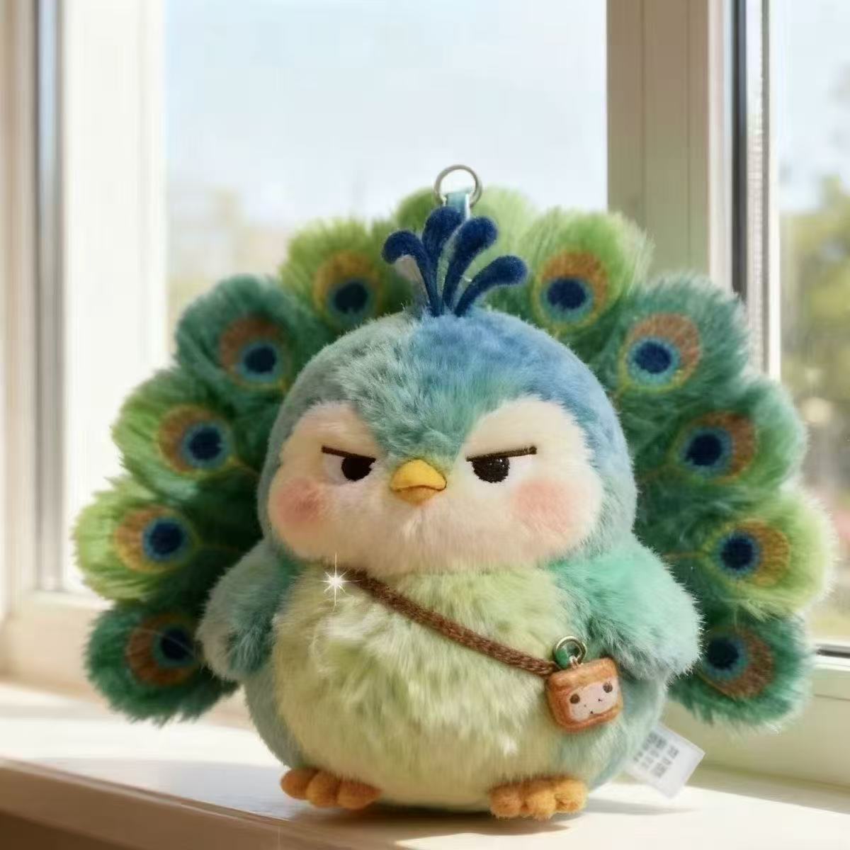 Green Peacock Plush Toy Backpack Charm | Magic Stories