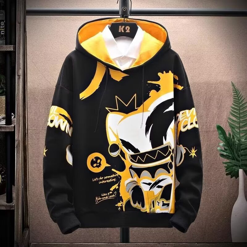 Anime Fleece-lined Thickened Hooded Sweatshirt — scale reference