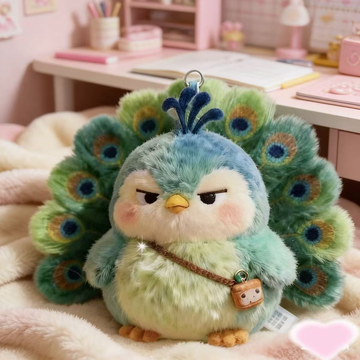 Green Peacock Plush Toy Backpack Charm | Magic Stories