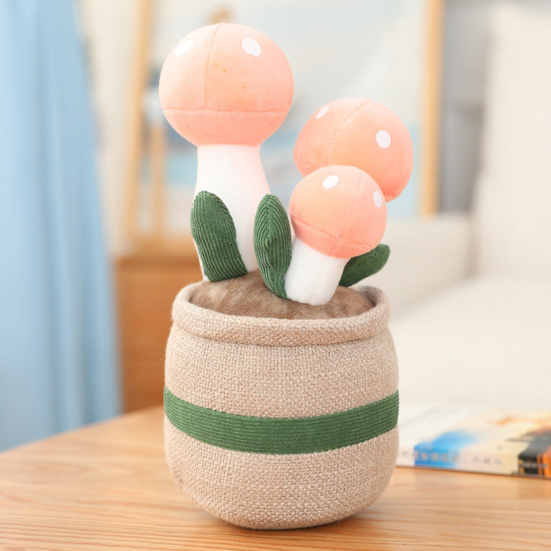 New Cute Potted Plants Mushroom Ornaments Plush — side view