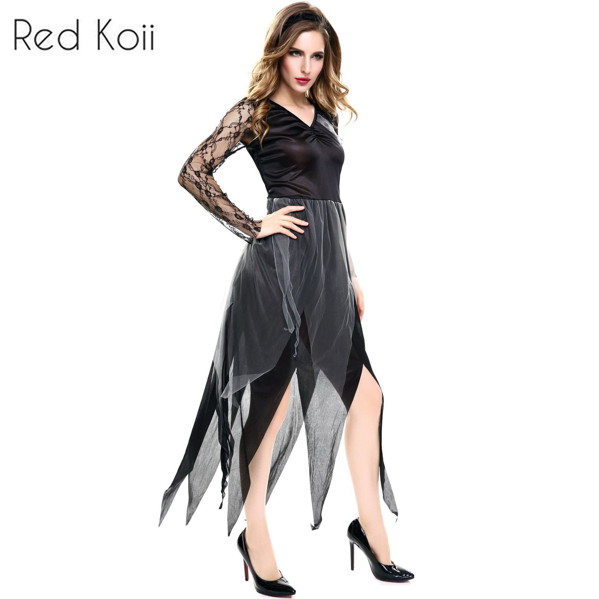Masquerade Costume Party Dark Vampire Bride Cosplay Suit — detail