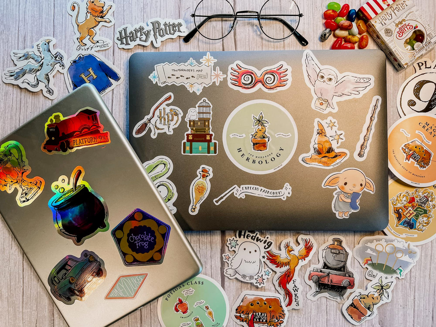 Harry Potter Vinyl Stickers | Set of 60 Stickers | Waterproof and UV Resistant | Great for All Your Gadgets