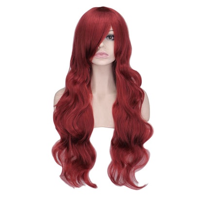 Mermaid Anime Cosplay Wig Dark Red Long Curly Hair — packaging