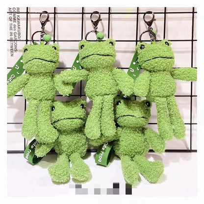 Green Plush Frog Doll Keychain Pendant