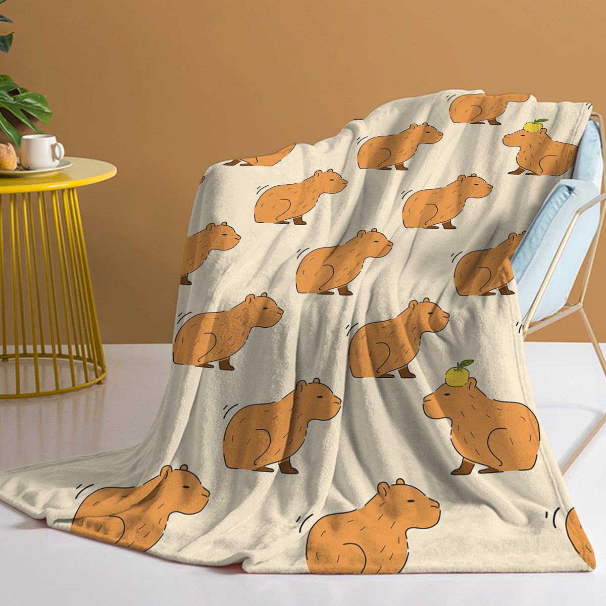 Capybara Blanket, Soft Flannel Throw For Kids Boys Girls, Cute Animal Plush Gift For Birthday, Cozy Kawaii Stuff — side view
