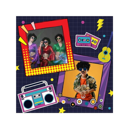 Hippie Costume Set With Afro Wig, Colorful '70s Outfit With Flower Crown & Peace Necklace, Flower Power Costume — side view