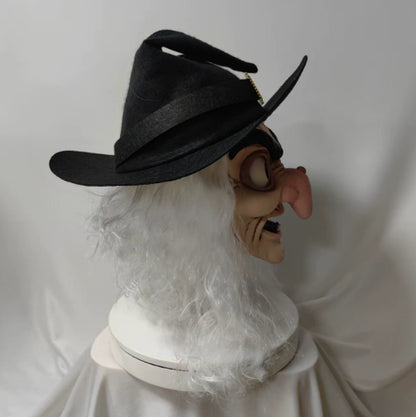Witch Mask With Hood And Long Hair Cosplay Party Gag Prop — side view