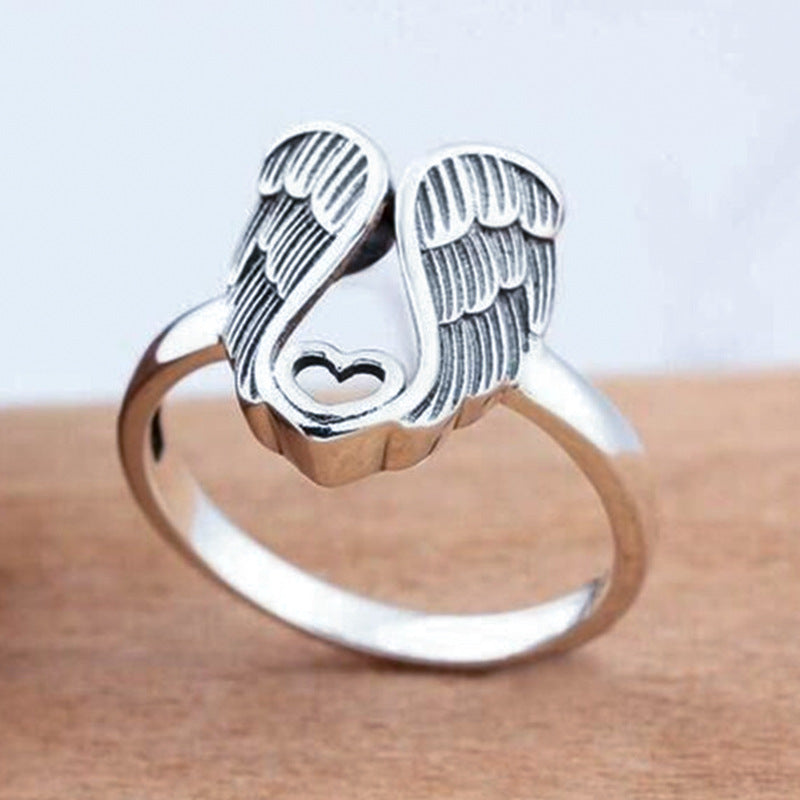 Angel Wings Vintage Wings Ring — back view