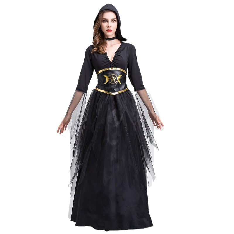 Star And Moon Temperament Magician Witch Cosplay Costume — back view