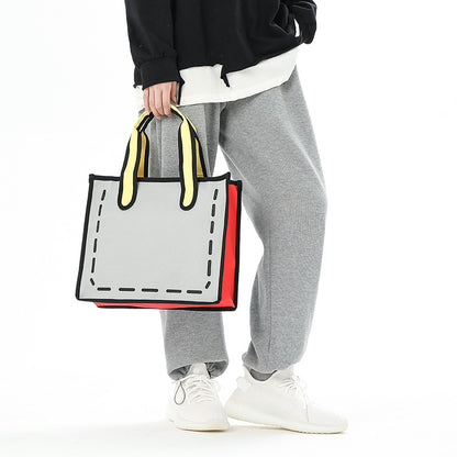 Cartoon Anime Girl Canvas Bag — back view