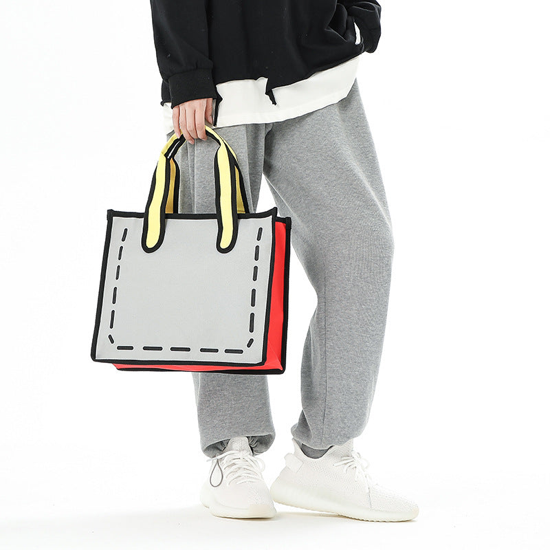 Cartoon Anime Girl Canvas Bag — back view