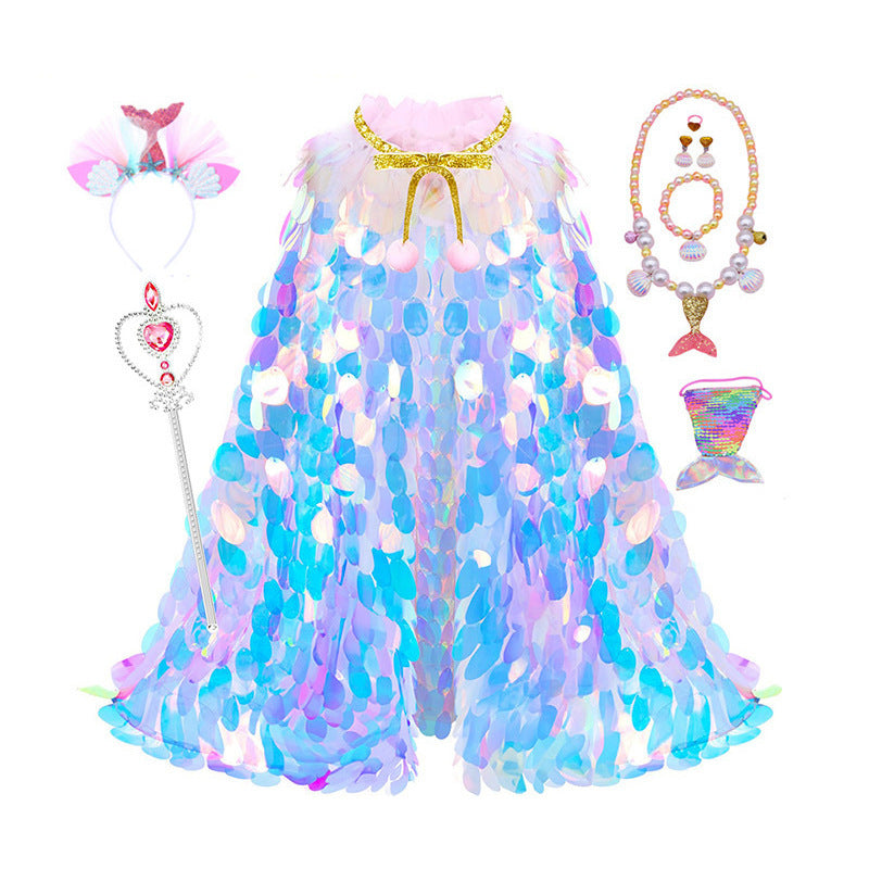 Children's Mermaid Sequin Princess Cape | Magic Stories