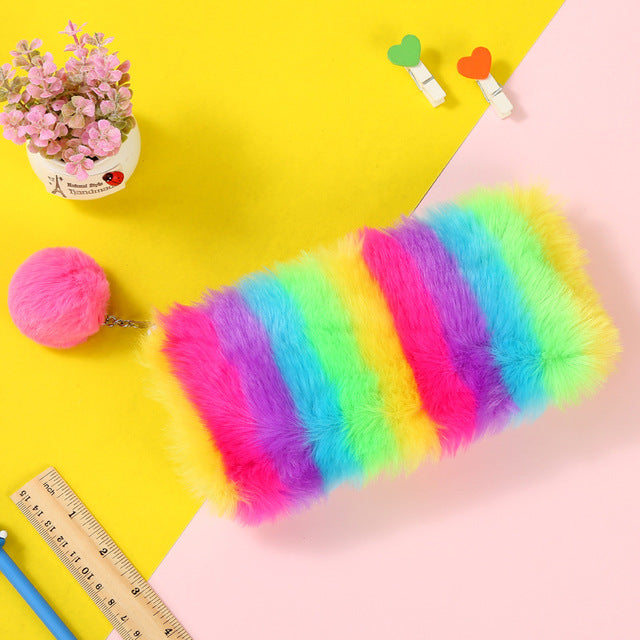 Rainbow plush stationery storage bag | Magic Stories