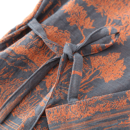 Men's Cotton Gauze Kimono Long Dress Bathrobe — detail