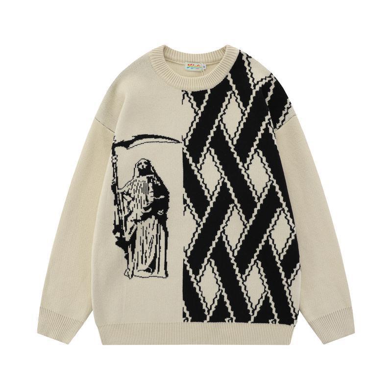 Vintage Anime Oversized Knit Sweater - Couple & Unisex — back view