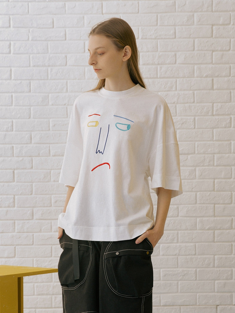 T-shirt Male Couple Female Tide Brand Fashion Simple Casual Embroidery Anime Round Neck — packaging