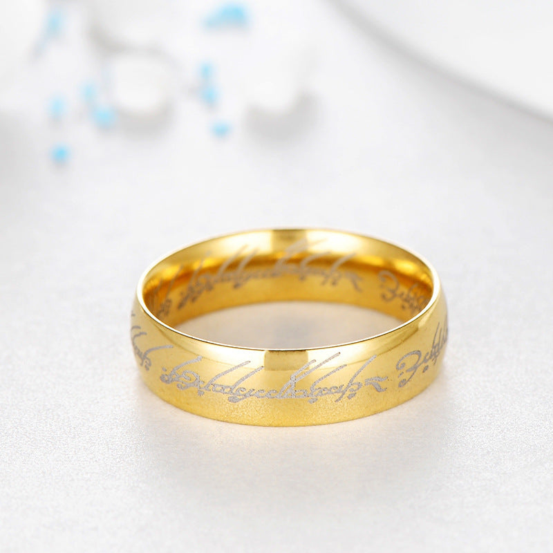 Titanium Steel Couple Ring (Lord of the Rings) — side view