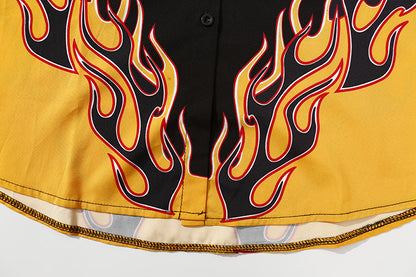 Harajuku style flame short sleeve shirt | Magic Stories