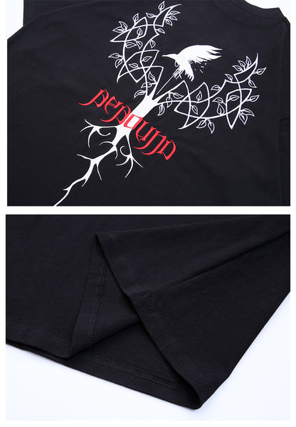 Cartoon Five-point Sleeve T-shirt Male Short-sleeved Letter Printing Japanese Tide Brand Anime Hip-hop — scale reference