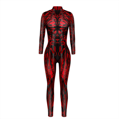 Printed Women's Cosplay Costume Long Sleeve One Piece — detail