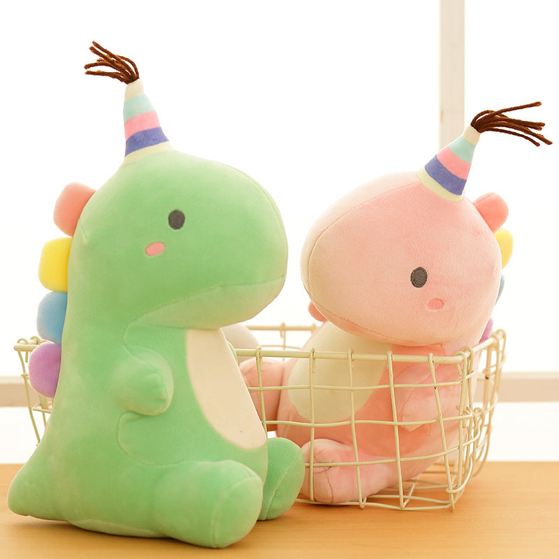 Dinosaur plush toy doll — in use
