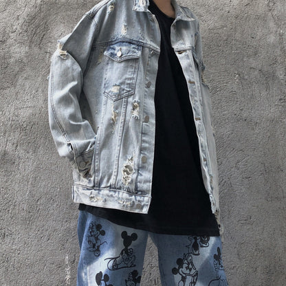 Cartoon Anime Loose Hip-Hop Ripped Denim | Magic Stories