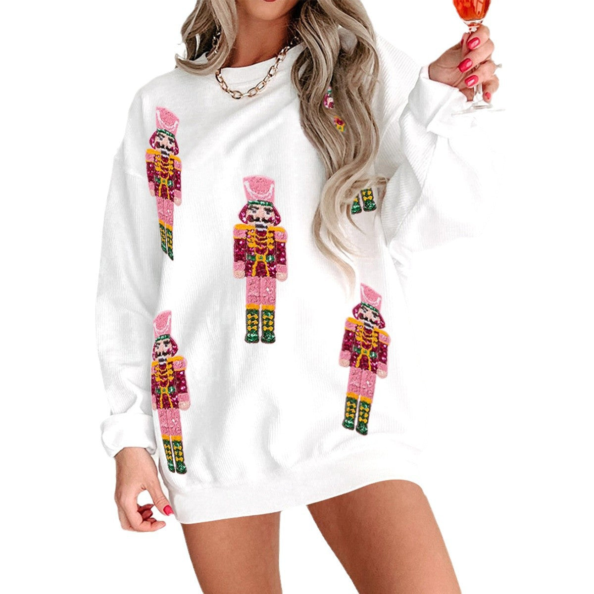 Autumn And Winter Sequin Embroidery Anime Round Neck Long Sleeve Loose Sweatshirt — packaging