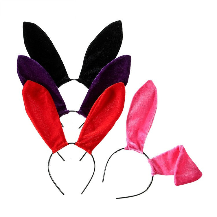 Velvet Rabbit Ears Headband Headband Christmas And Halloween Hair Accessories — back view