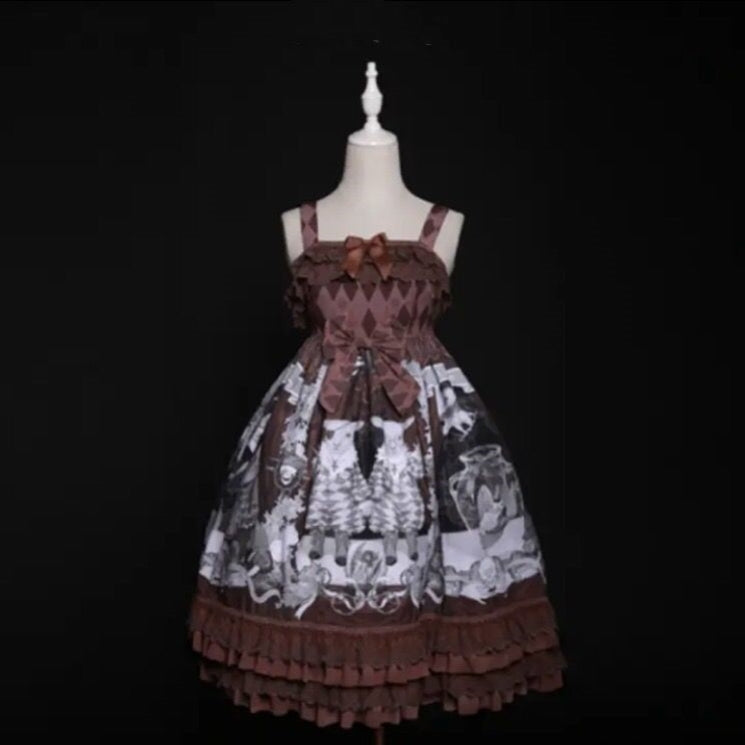 Amoi Deformity Show Lolita Retro Palace Lace Girl Op Lolita Dress — back view