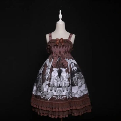 Amoi Deformity Show Lolita Retro Palace Lace Girl Op Lolita Dress — back view