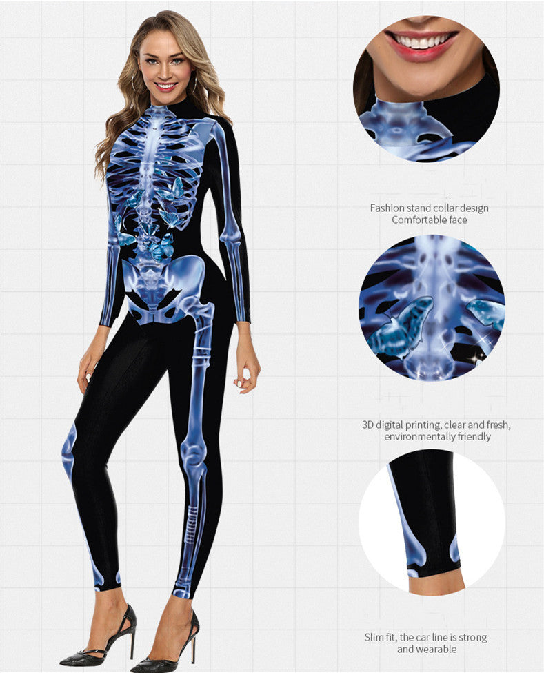 Skeleton & Ghost Party Duo — Halloween Skeleton Coverall + Ghost Face Shield