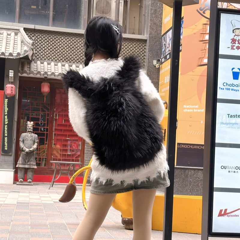Fur Hot Girl Plush Backpack