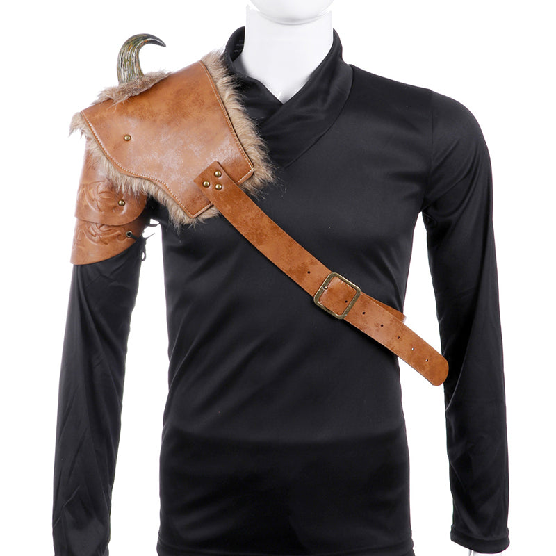 Halloween Cosplay Costume Men's Medieval Viking Armor Shoulder — back view